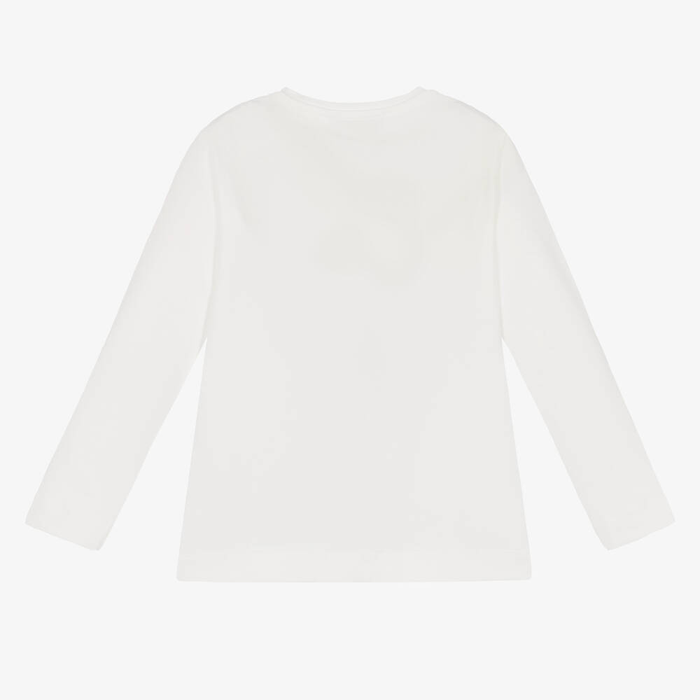 Monnalisa-Girls Ivory Cotton Floral Top | Childrensalon Outlet