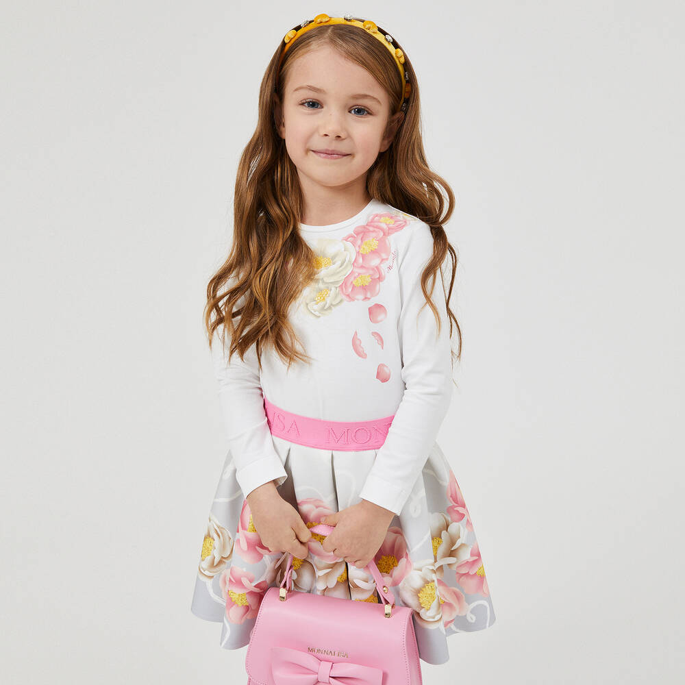 Monnalisa-Girls Ivory Cotton Floral Top | Childrensalon Outlet