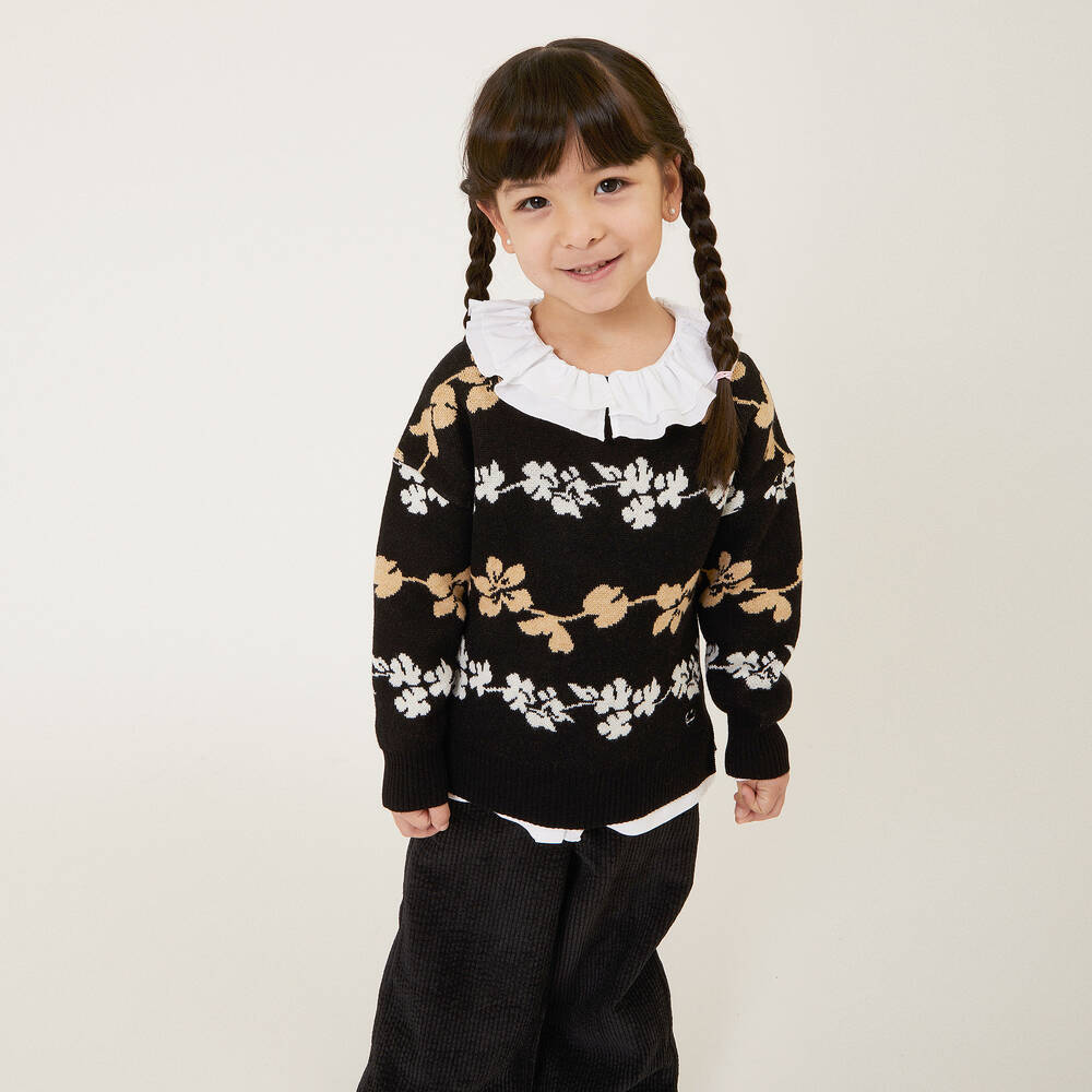 Monnalisa-توب بياقة قطن جيرسي لون عاجي للبنات | Childrensalon Outlet