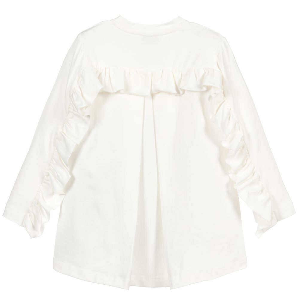 Monnalisa-توب قطن جيرسي لون عاجي للبنات | Childrensalon Outlet