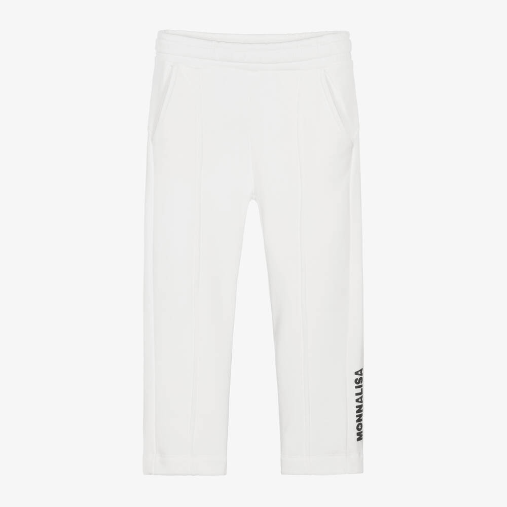 Monnalisa - Girls Ivory Cotton Joggers | Childrensalon