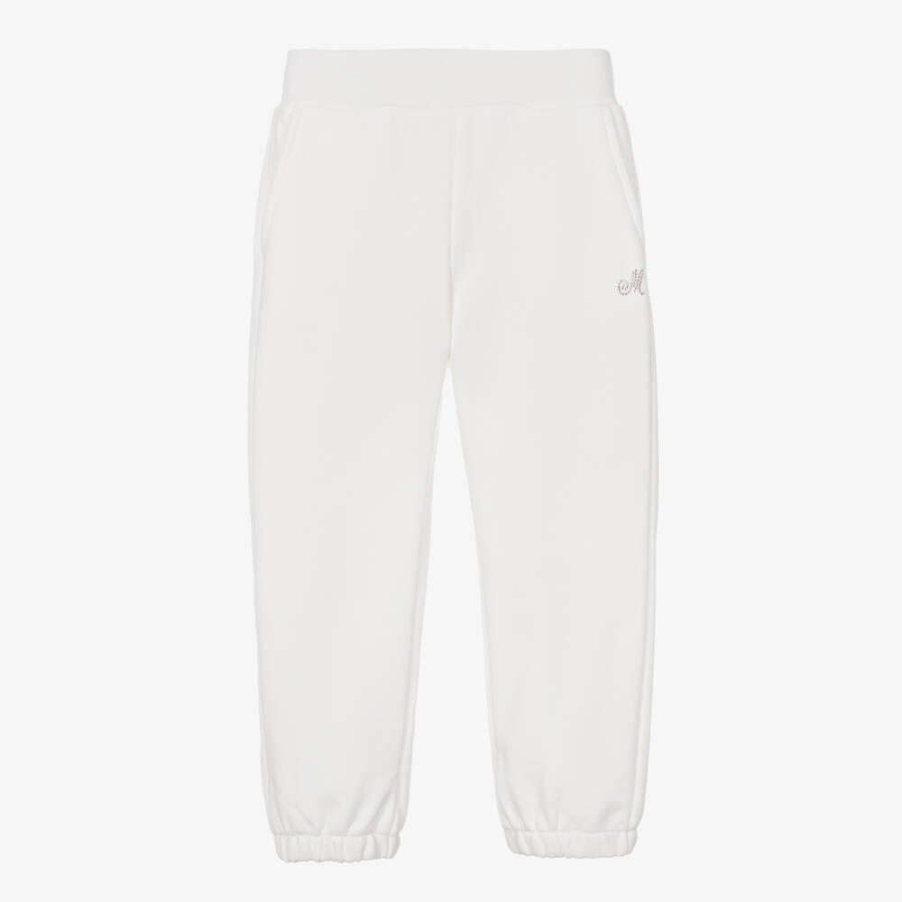 Monnalisa Chic - Girls Ivory Cotton Joggers | Childrensalon