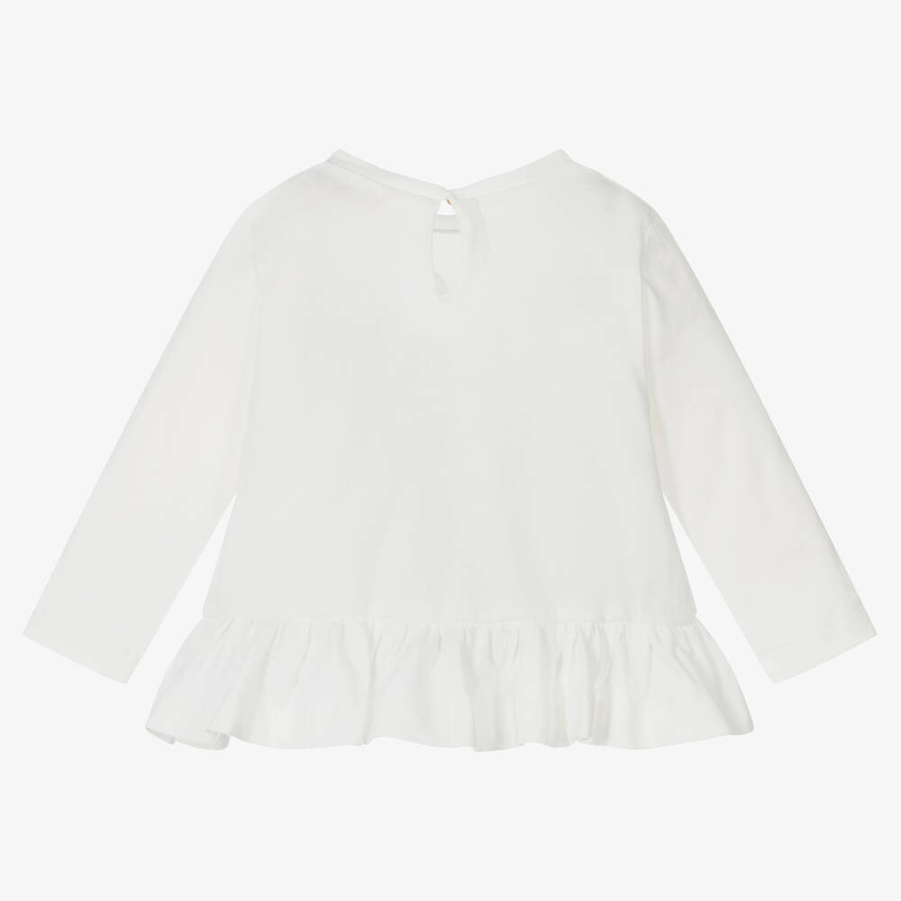 Monnalisa-توب أطفال بناتي قطن لون عاجي | Childrensalon Outlet