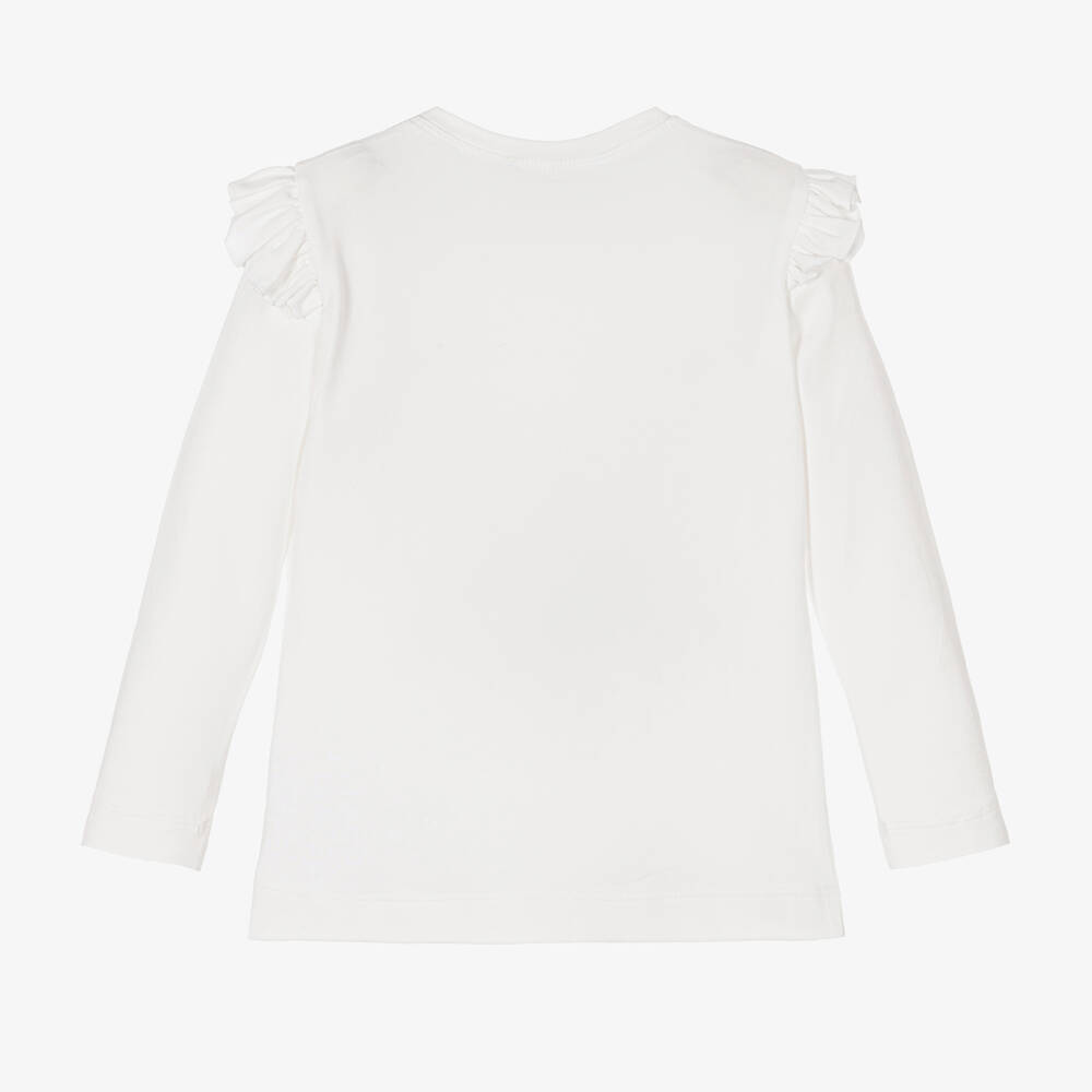 Monnalisa-Кремовый хлопковый топ с Розовой пантерой | Childrensalon Outlet