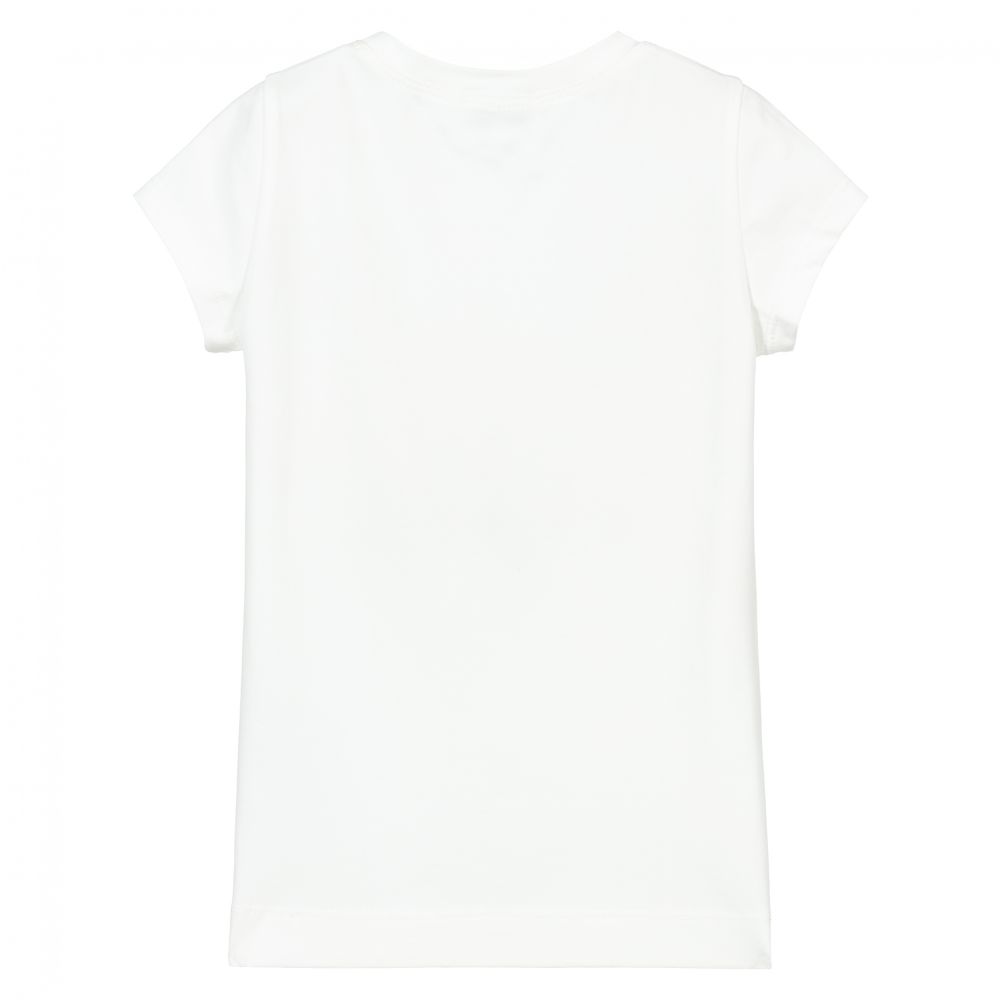 Monnalisa-Girls Ivory Cotton T-Shirt | Childrensalon Outlet