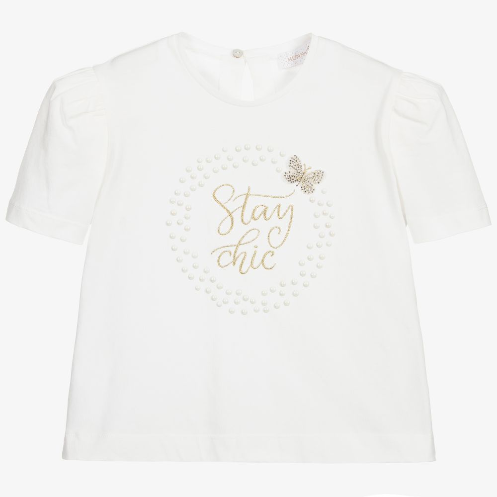 Monnalisa - T-shirt ivoire en coton Fille | Childrensalon