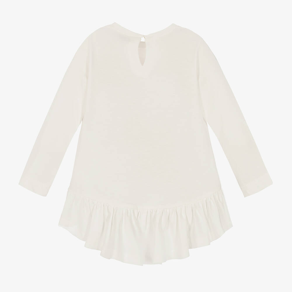 Monnalisa-Girls Ivory Cotton Teddy Top | Childrensalon Outlet