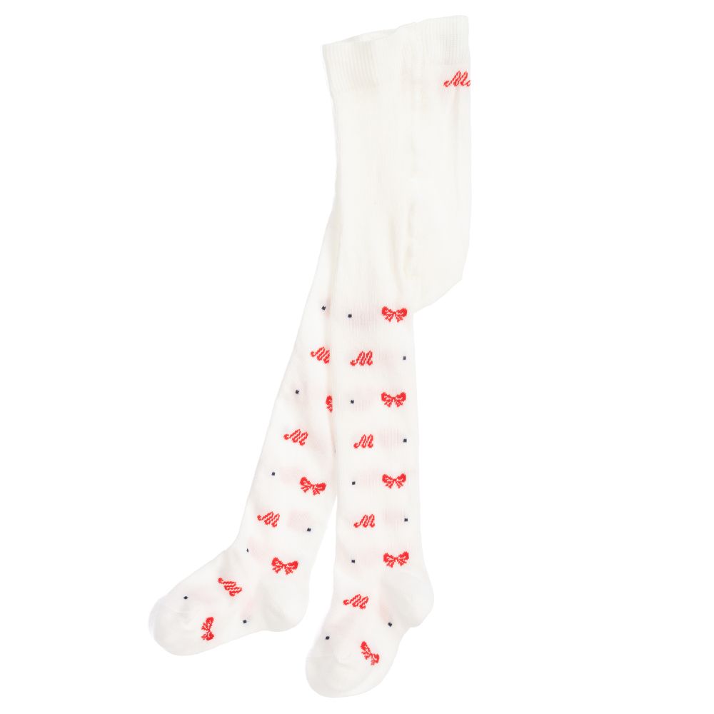 Monnalisa-Girls Ivory Cotton Tights | Childrensalon Outlet