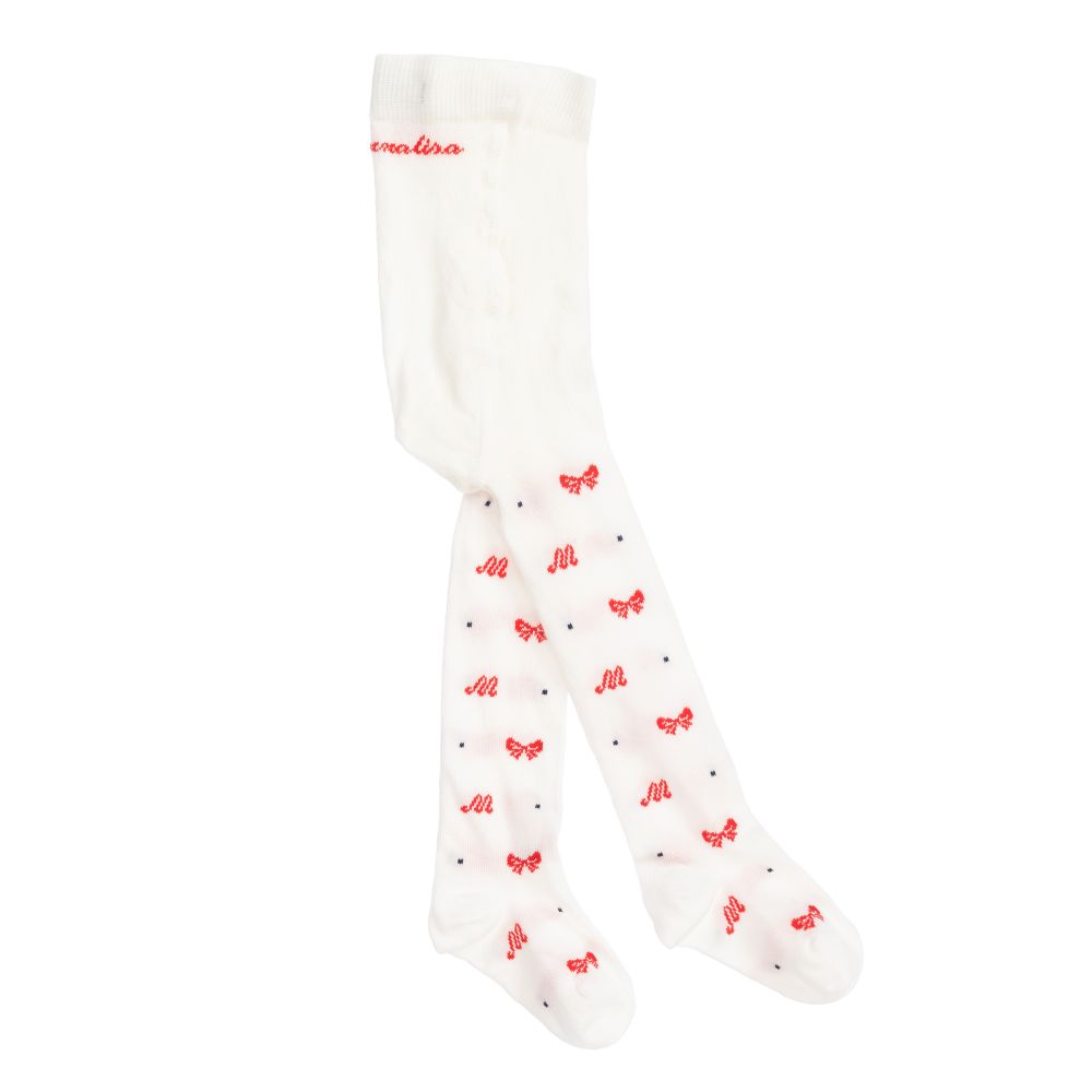 Monnalisa - Girls Ivory Cotton Tights | Childrensalon