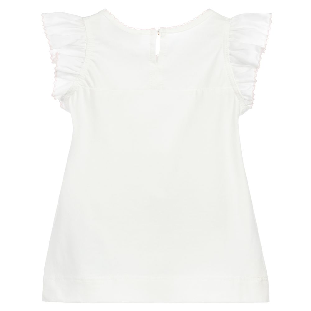 Monnalisa-Girls Ivory Cotton Top | Childrensalon Outlet