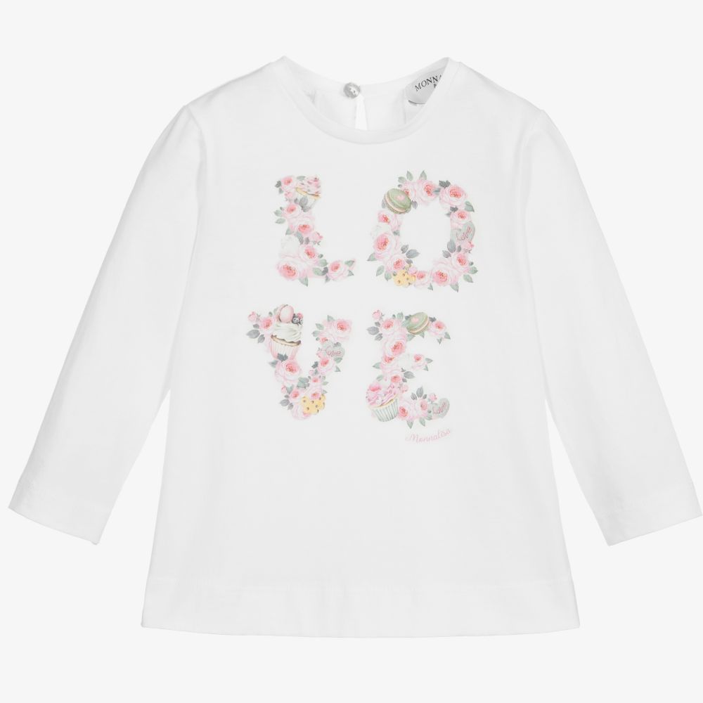 Monnalisa - Girls Ivory Cotton Top | Childrensalon