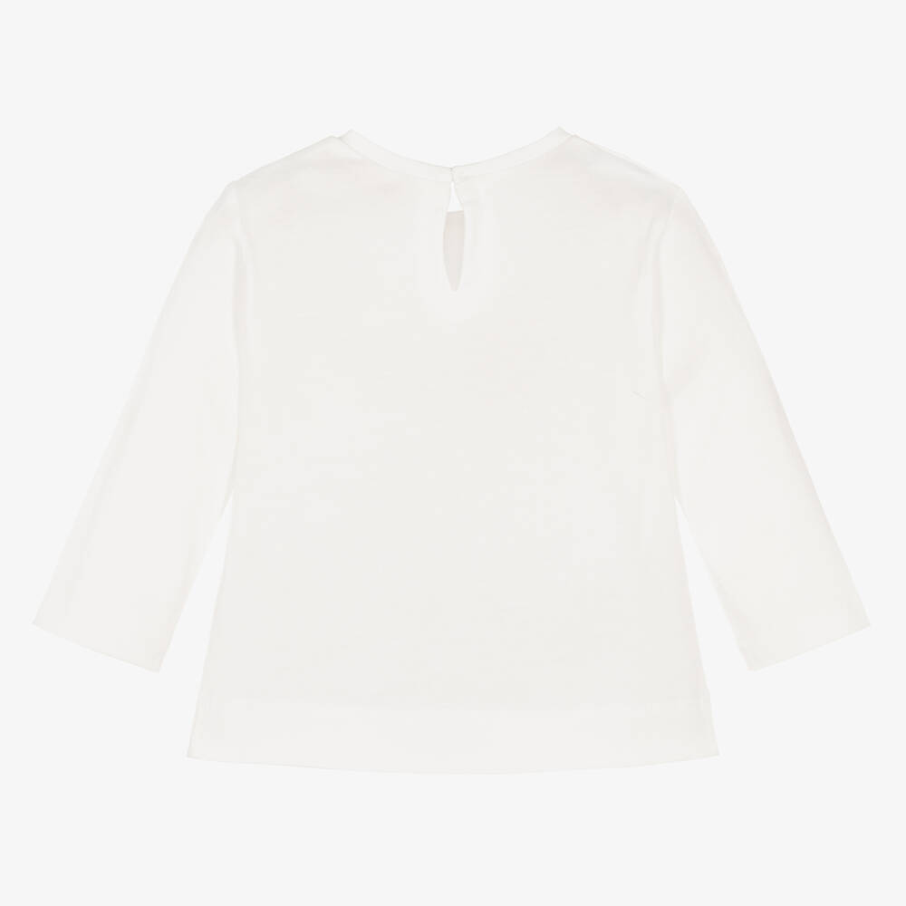Monnalisa-Girls Ivory Cotton Top  | Childrensalon Outlet