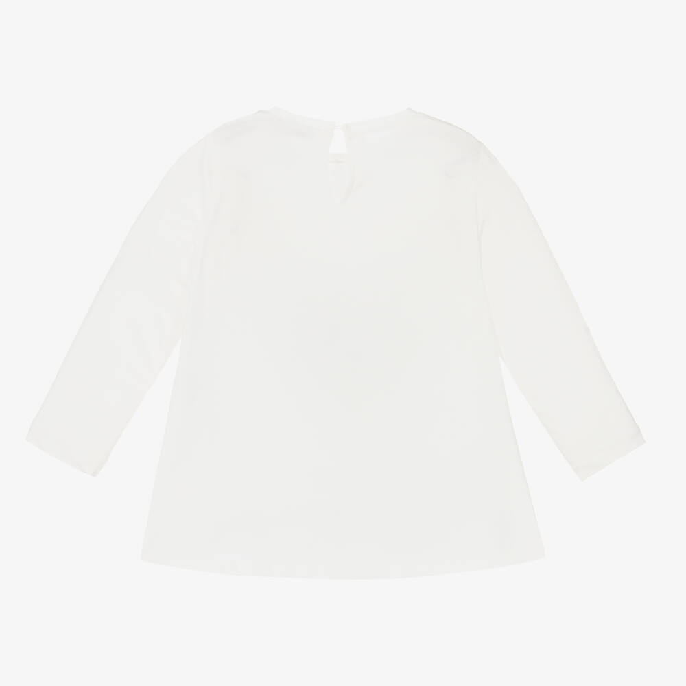 Monnalisa-Girls Ivory Cotton Tunic Top | Childrensalon Outlet