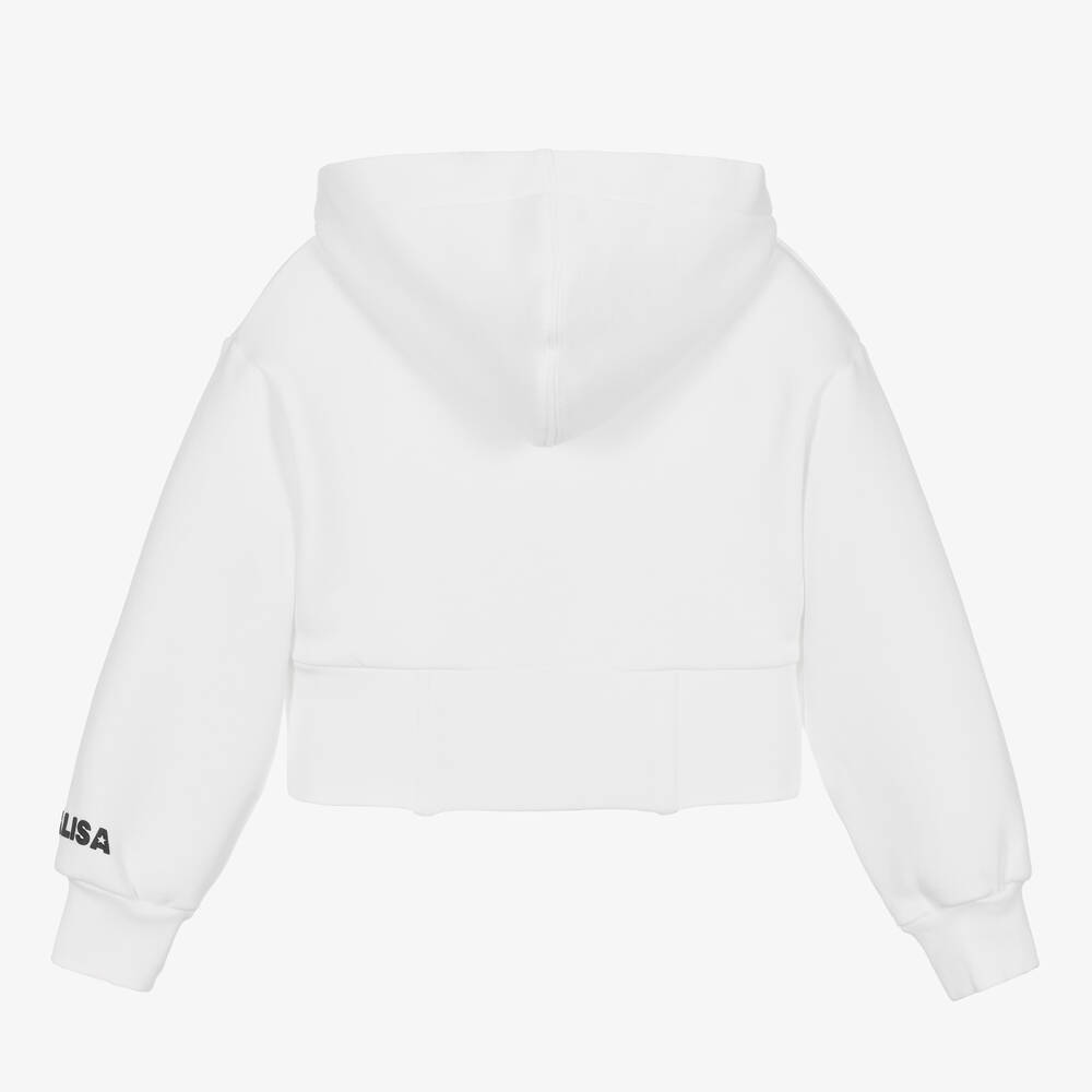 Monnalisa-Girls Ivory Cotton Zip-Up Top | Childrensalon Outlet