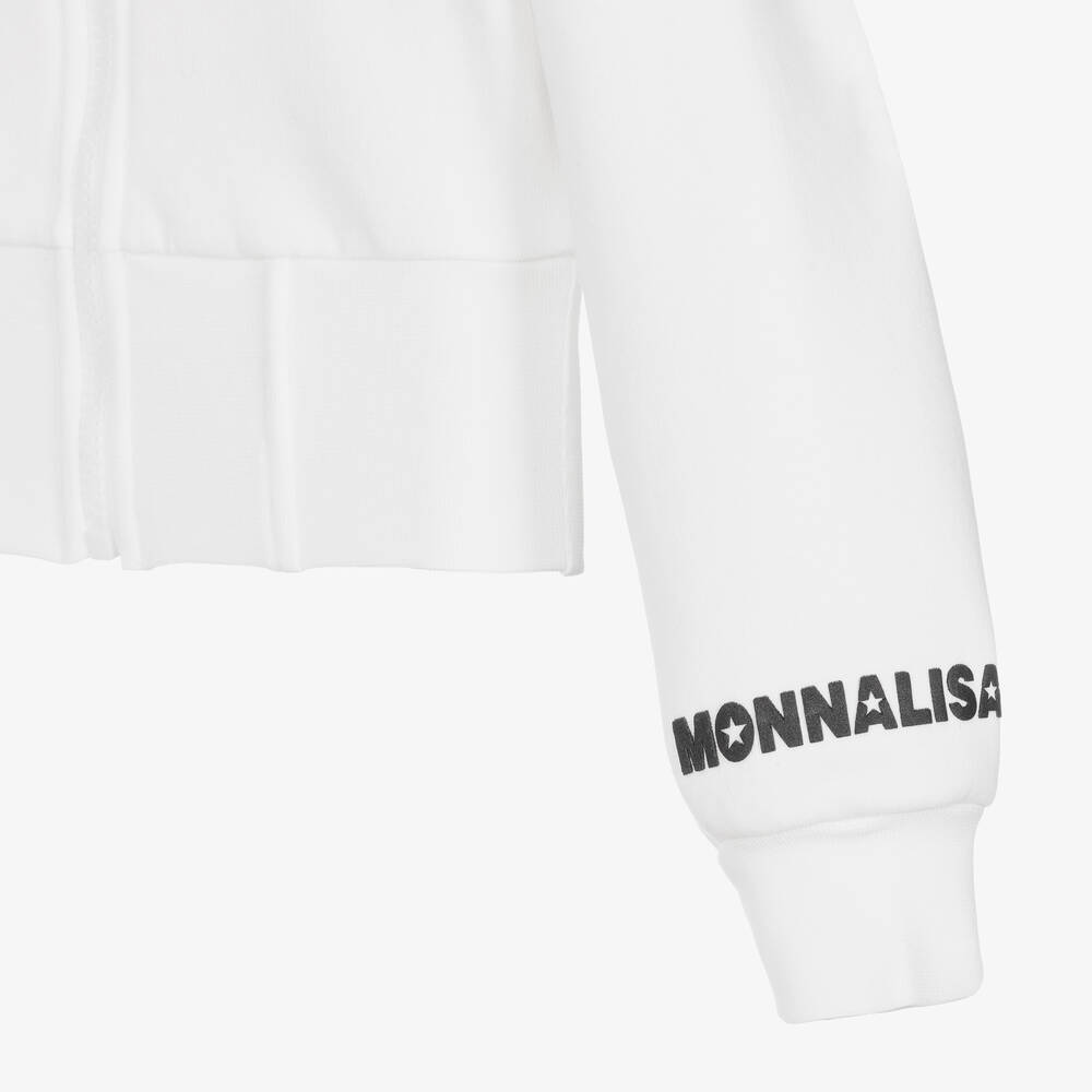 Monnalisa-Girls Ivory Cotton Zip-Up Top | Childrensalon Outlet