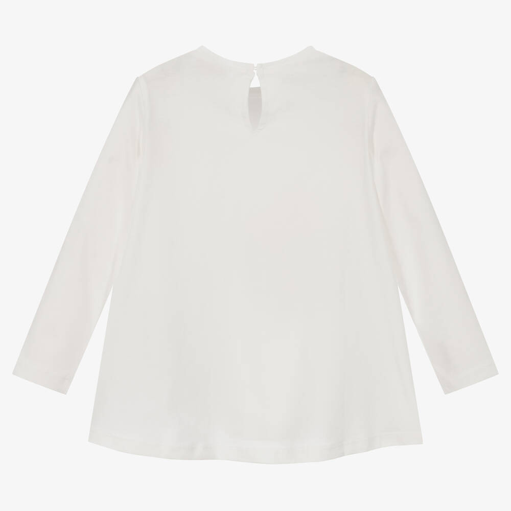 Monnalisa-Кремовая туника с принтом-сумкой | Childrensalon Outlet