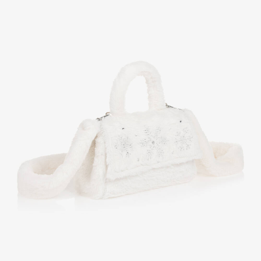 Monnalisa-Girls Ivory Crystal Plush Handbag | Childrensalon Outlet
