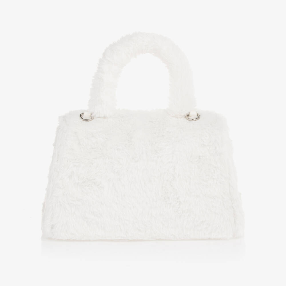 Monnalisa-Girls Ivory Crystal Plush Handbag | Childrensalon Outlet