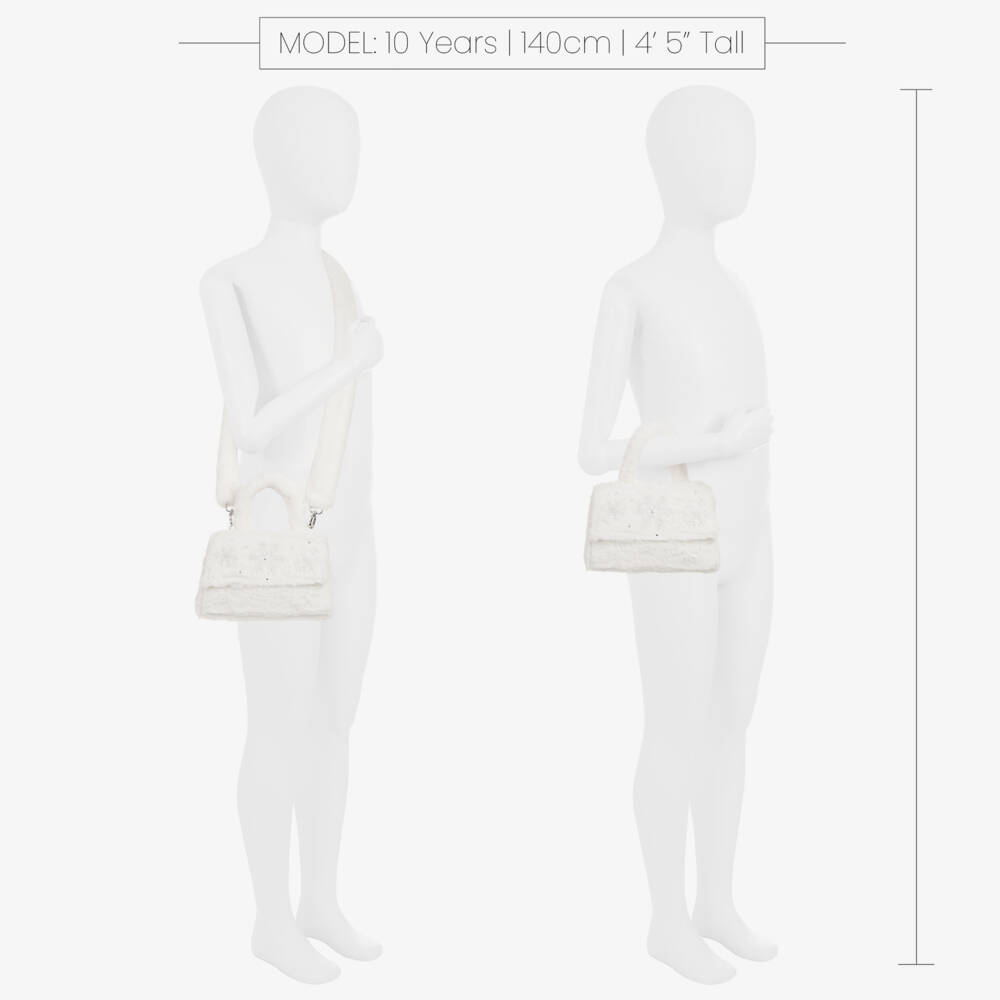 Monnalisa-Girls Ivory Crystal Plush Handbag | Childrensalon Outlet