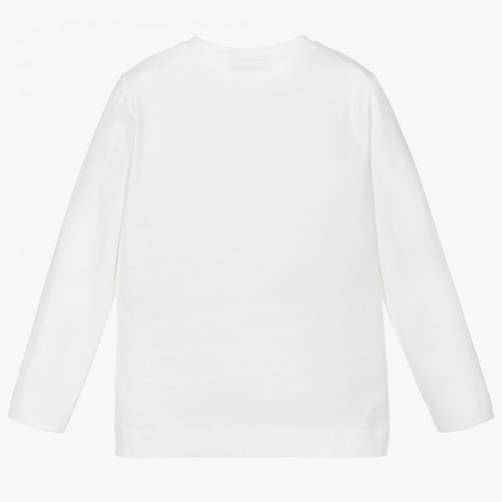 Monnalisa-Girls Ivory Diamanté Kiss Top | Childrensalon Outlet