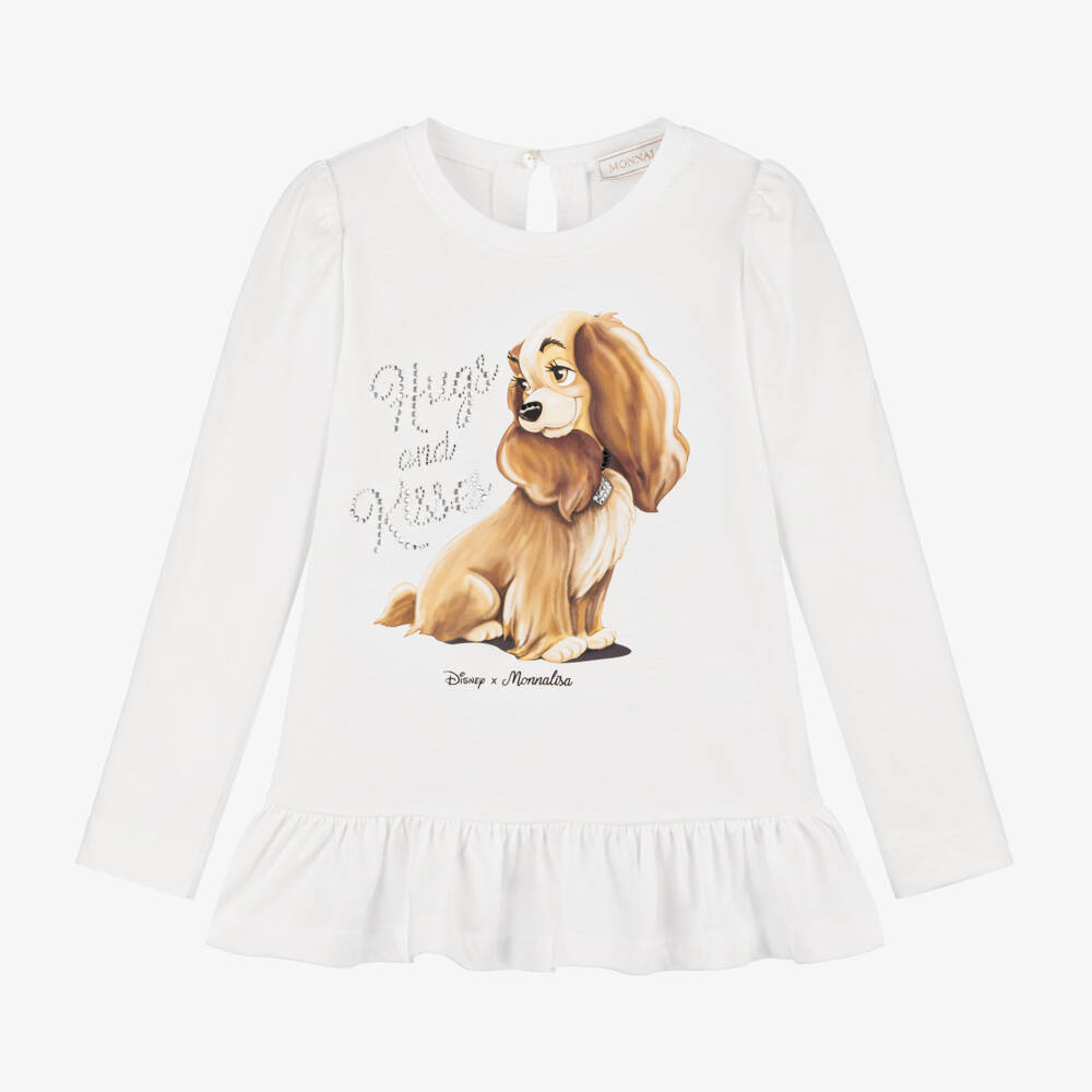 Monnalisa-Girls Ivory Disney Peplum Top | Childrensalon Outlet