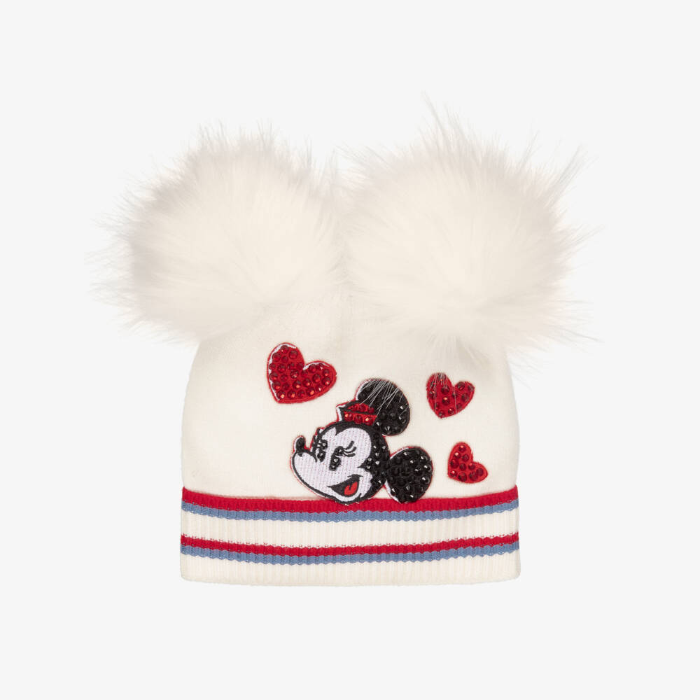 Monnalisa-Girls Ivory Disney Pom-Pom Hat | Childrensalon Outlet
