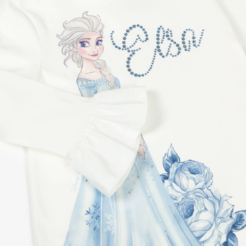 Monnalisa-توب ديزني قطن لون عاجي للبنات | Childrensalon Outlet