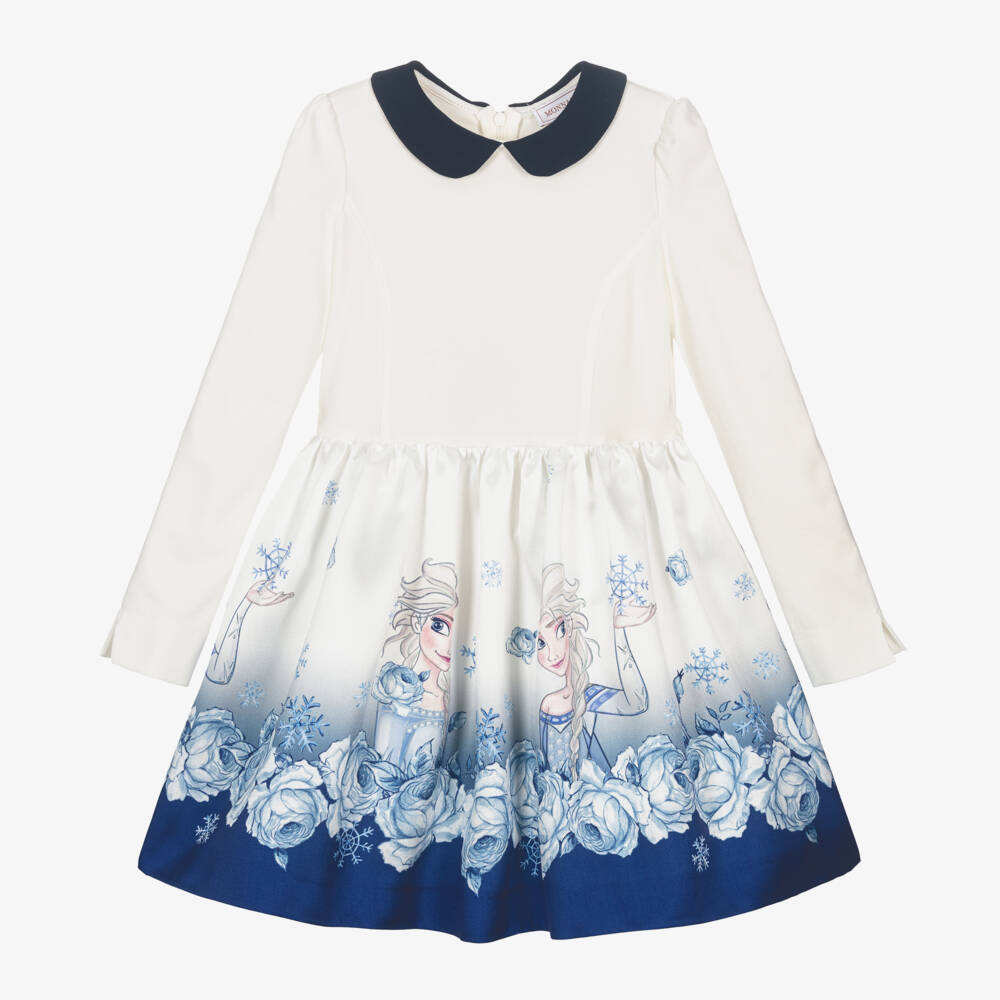 Monnalisa-Girls Ivory Elsa Print Dress | Childrensalon Outlet