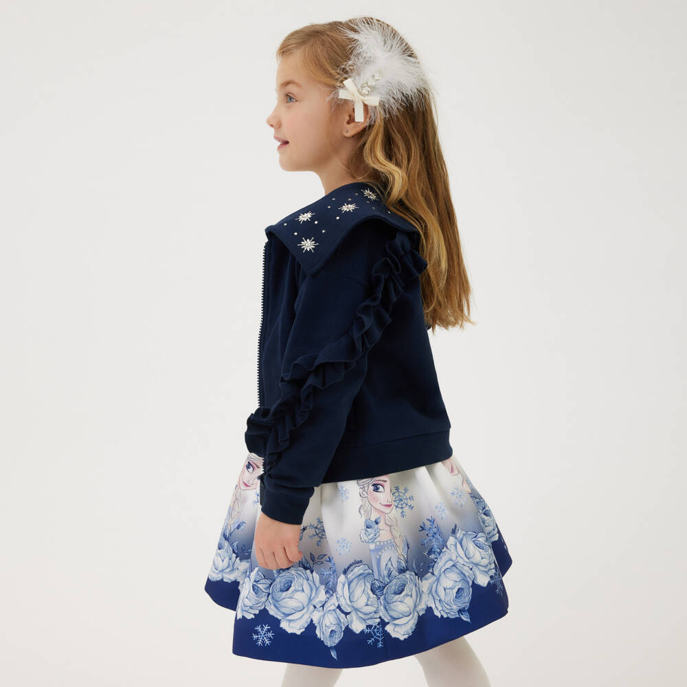 Monnalisa-Girls Ivory Elsa Print Dress | Childrensalon Outlet