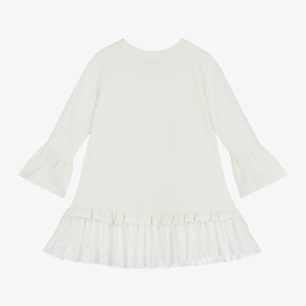 Monnalisa-Girls Ivory Elsa Tulle Dress | Childrensalon Outlet