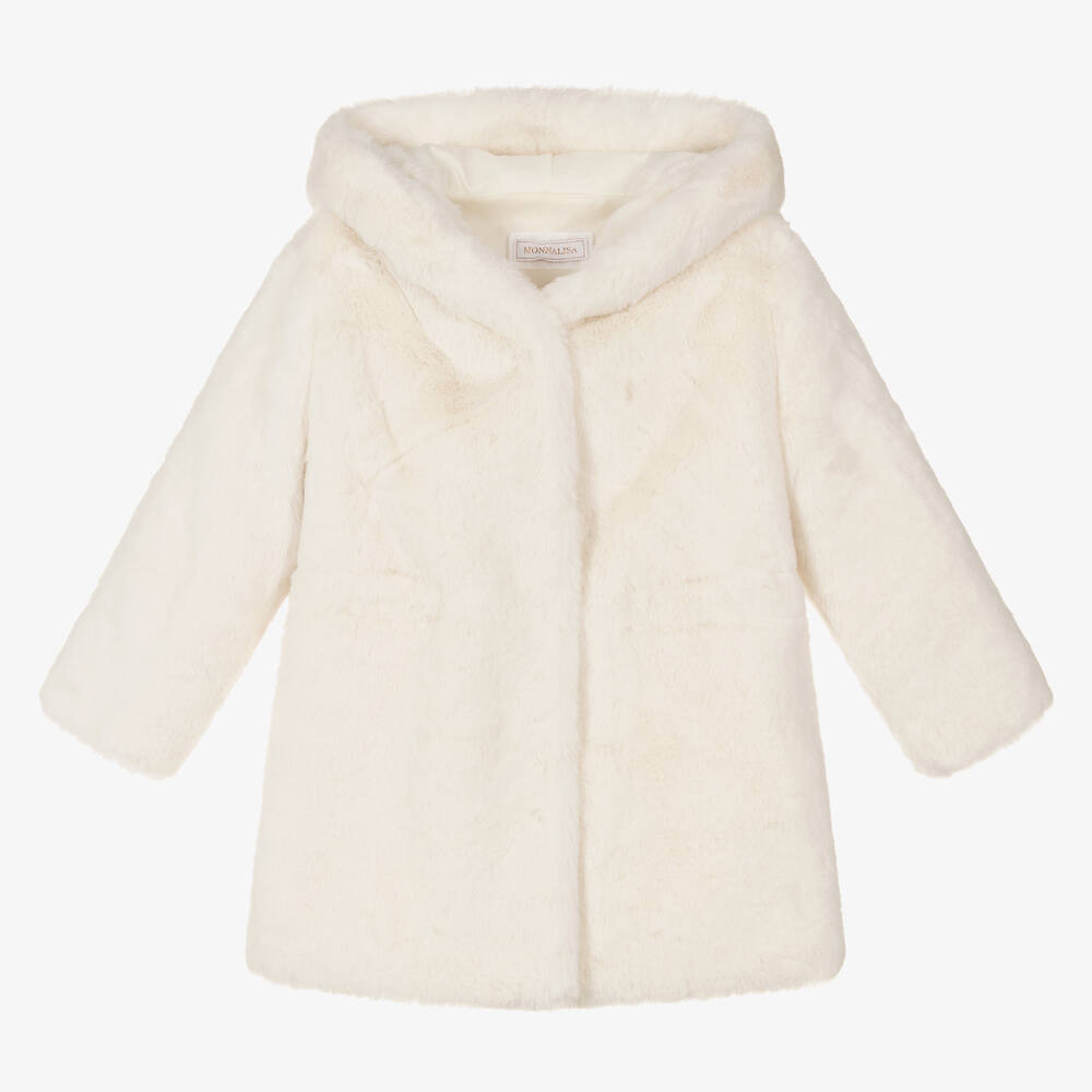 Monnalisa - Manteau ivoire fausse fourrure Fille | Childrensalon