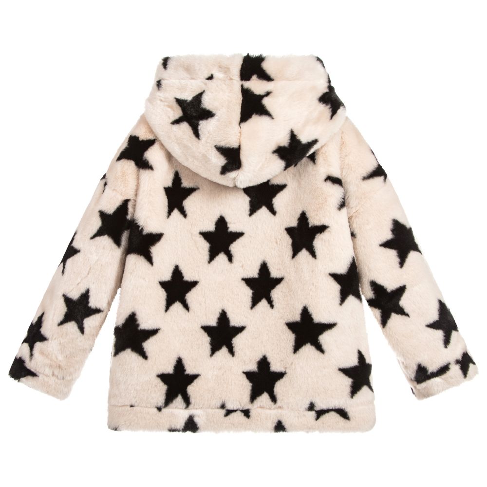 Monnalisa-Girls Ivory Faux Fur Jacket | Childrensalon Outlet