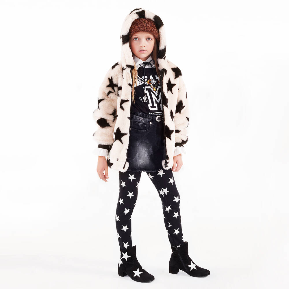 Monnalisa-Girls Ivory Faux Fur Jacket | Childrensalon Outlet