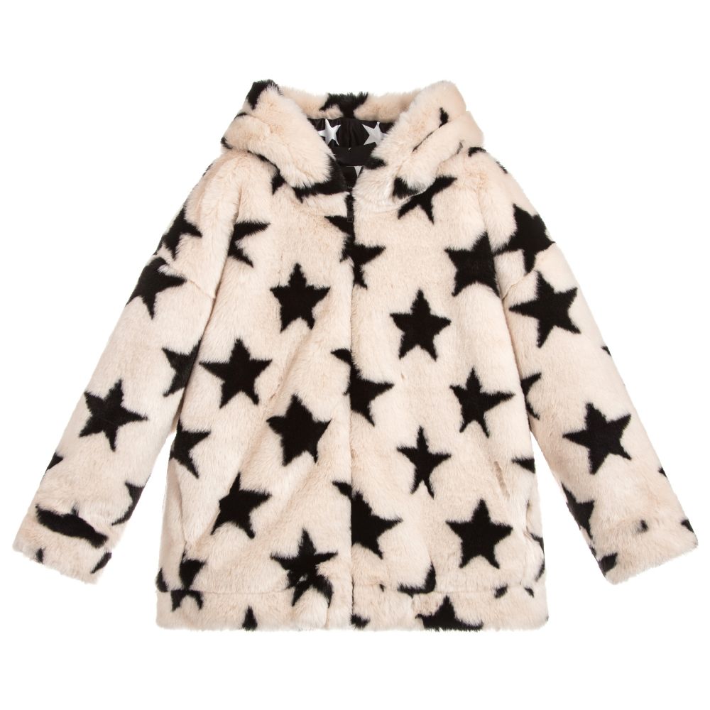 Monnalisa - Girls Ivory Faux Fur Jacket | Childrensalon