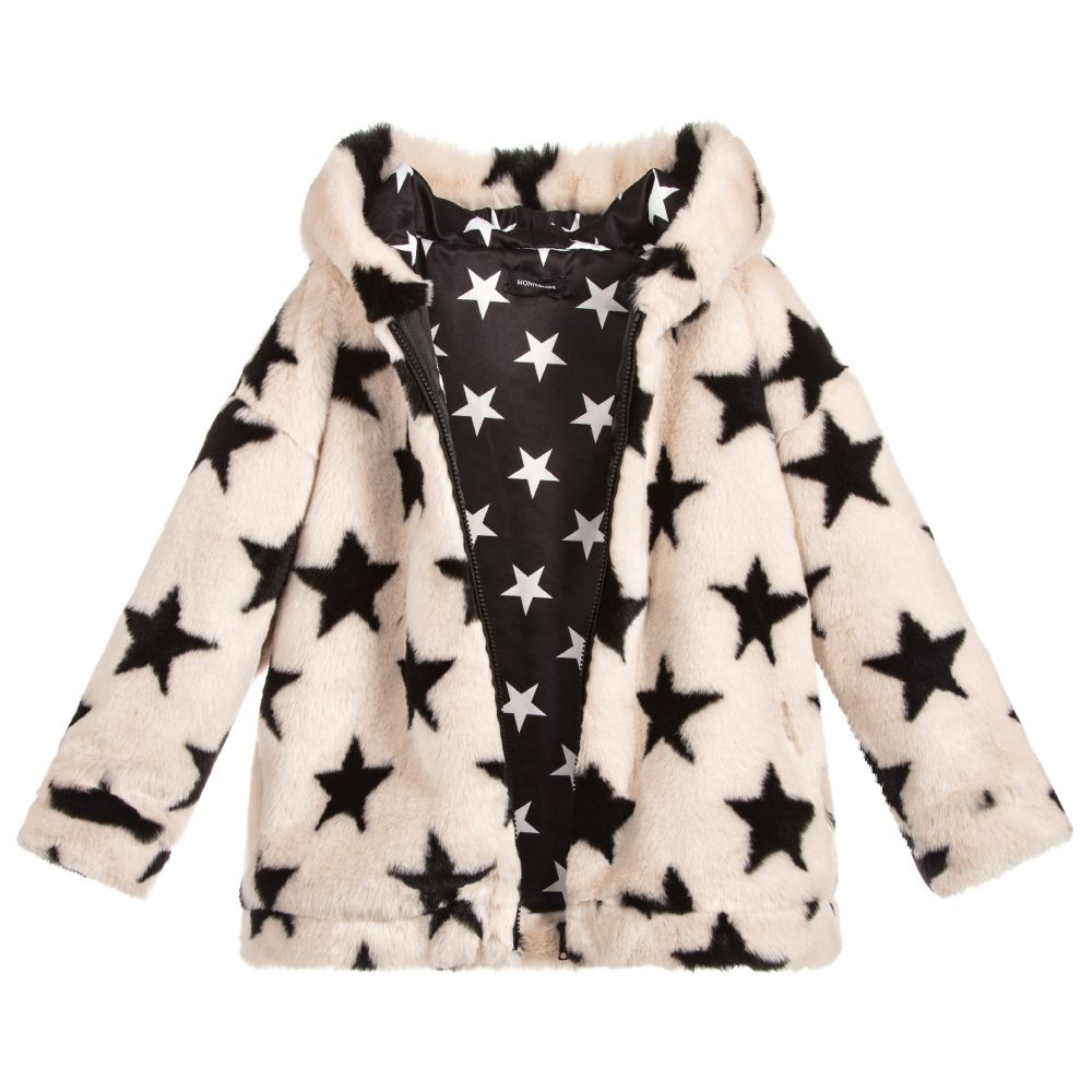 Monnalisa-Girls Ivory Faux Fur Jacket | Childrensalon Outlet