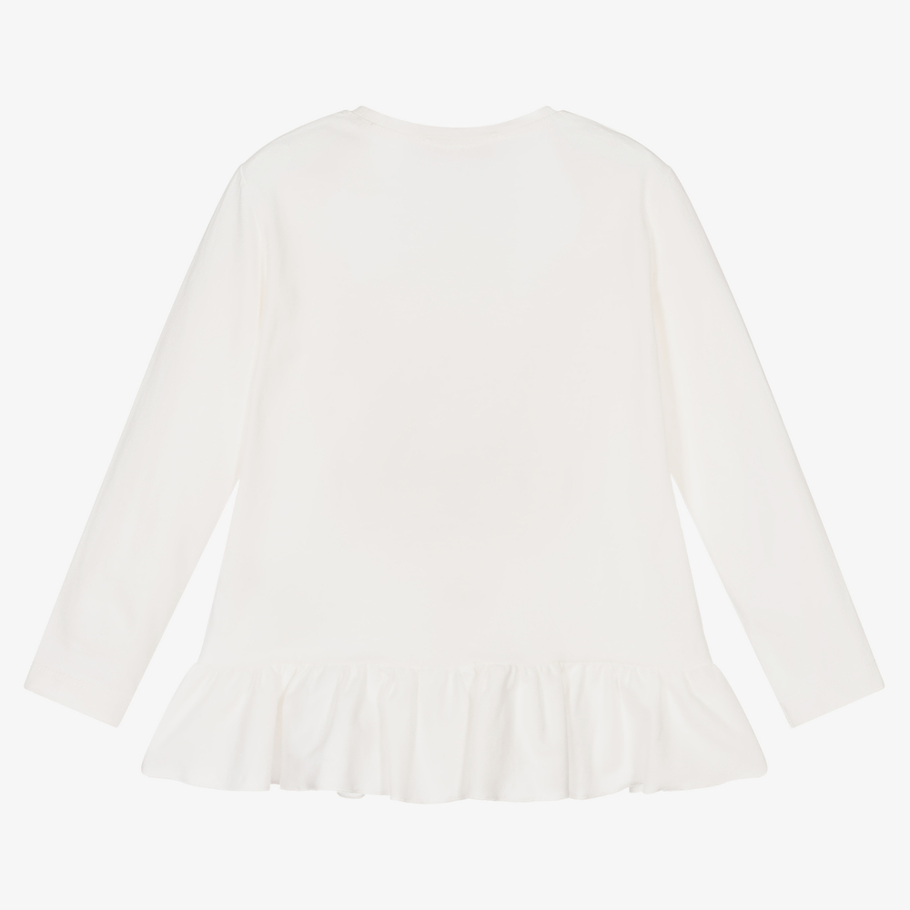 Monnalisa-Girls Ivory Floral Bunny Top | Childrensalon Outlet