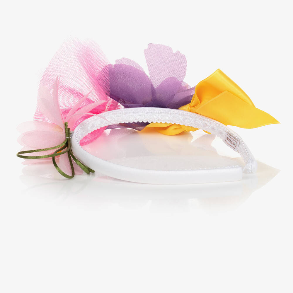 Monnalisa-Girls Ivory Floral Hairband  | Childrensalon Outlet