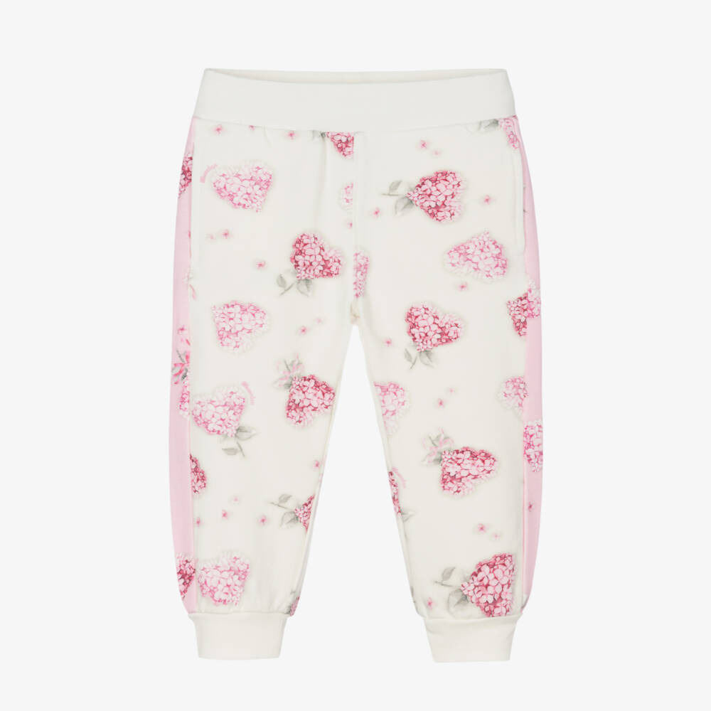 Monnalisa-Girls Ivory Floral Heart Trousers | Childrensalon Outlet