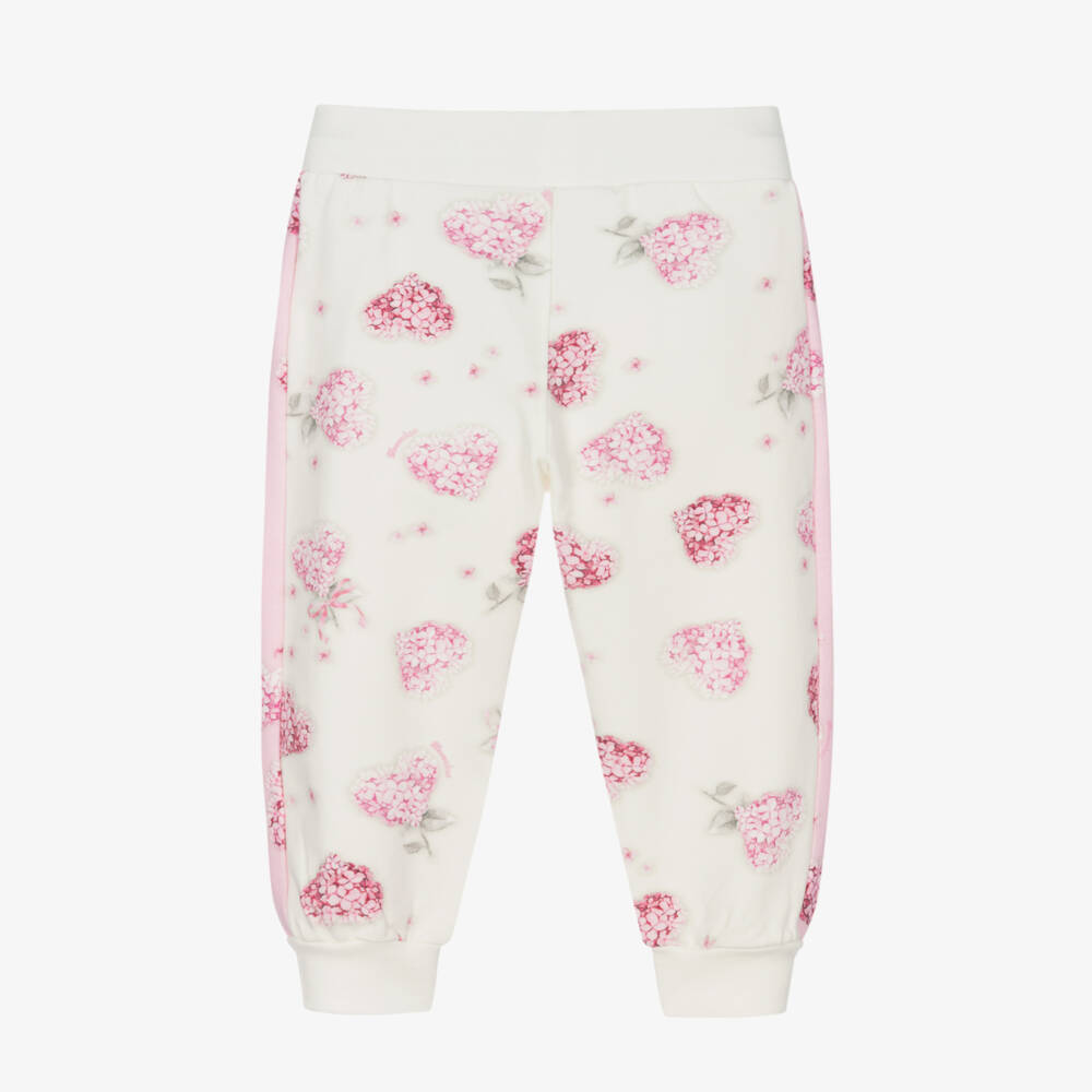 موناليزا-بنطلون رياضي بطبعة ورود قطن لون عاجي للبنات | Childrensalon Outlet