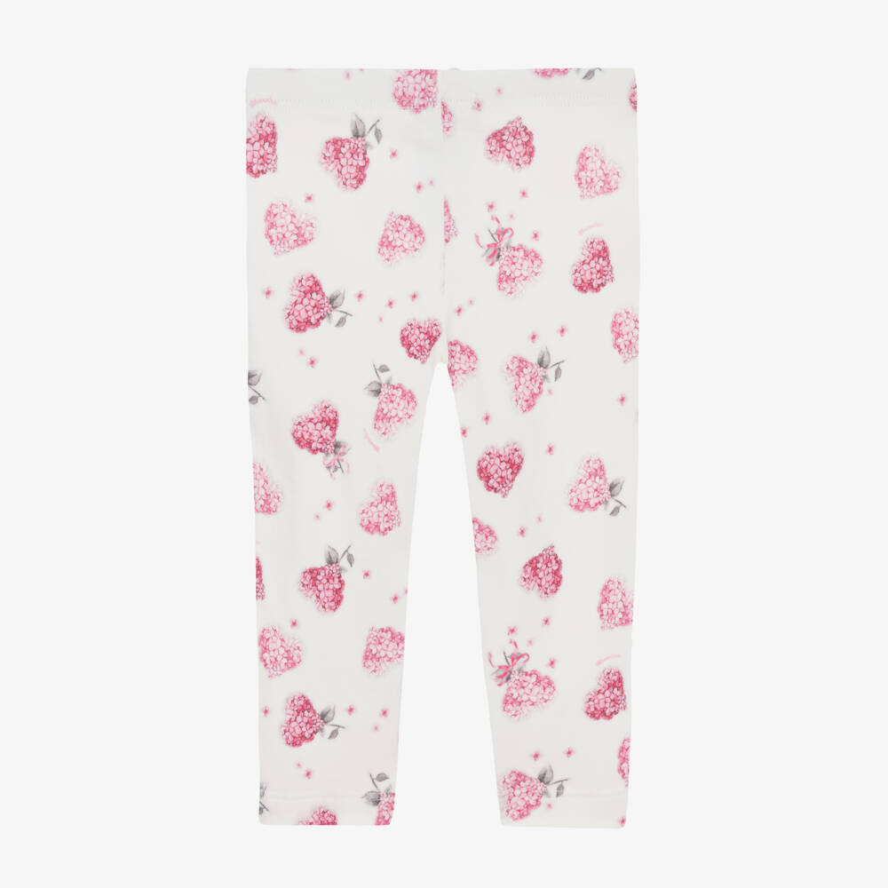 Monnalisa-Girls Ivory Floral Heart Trousers | Childrensalon Outlet