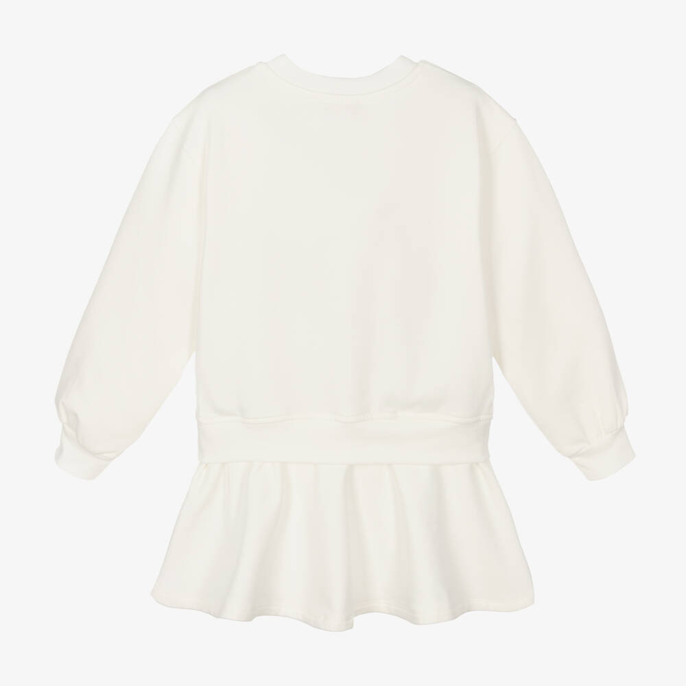 Monnalisa-Girls Ivory Floral Jersey Dress | Childrensalon Outlet