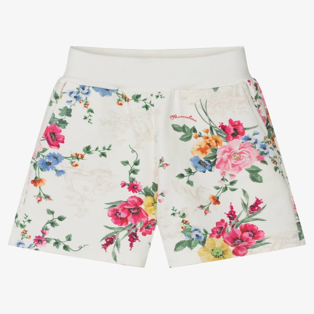 Monnalisa - Short ivoire à fleurs Fille | Childrensalon