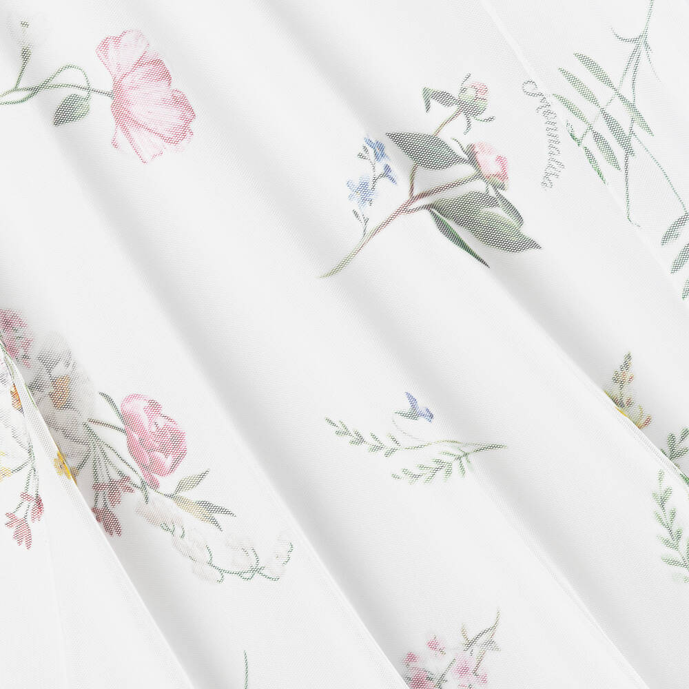 Monnalisa-Girls Ivory Floral Tulle Dress | Childrensalon Outlet