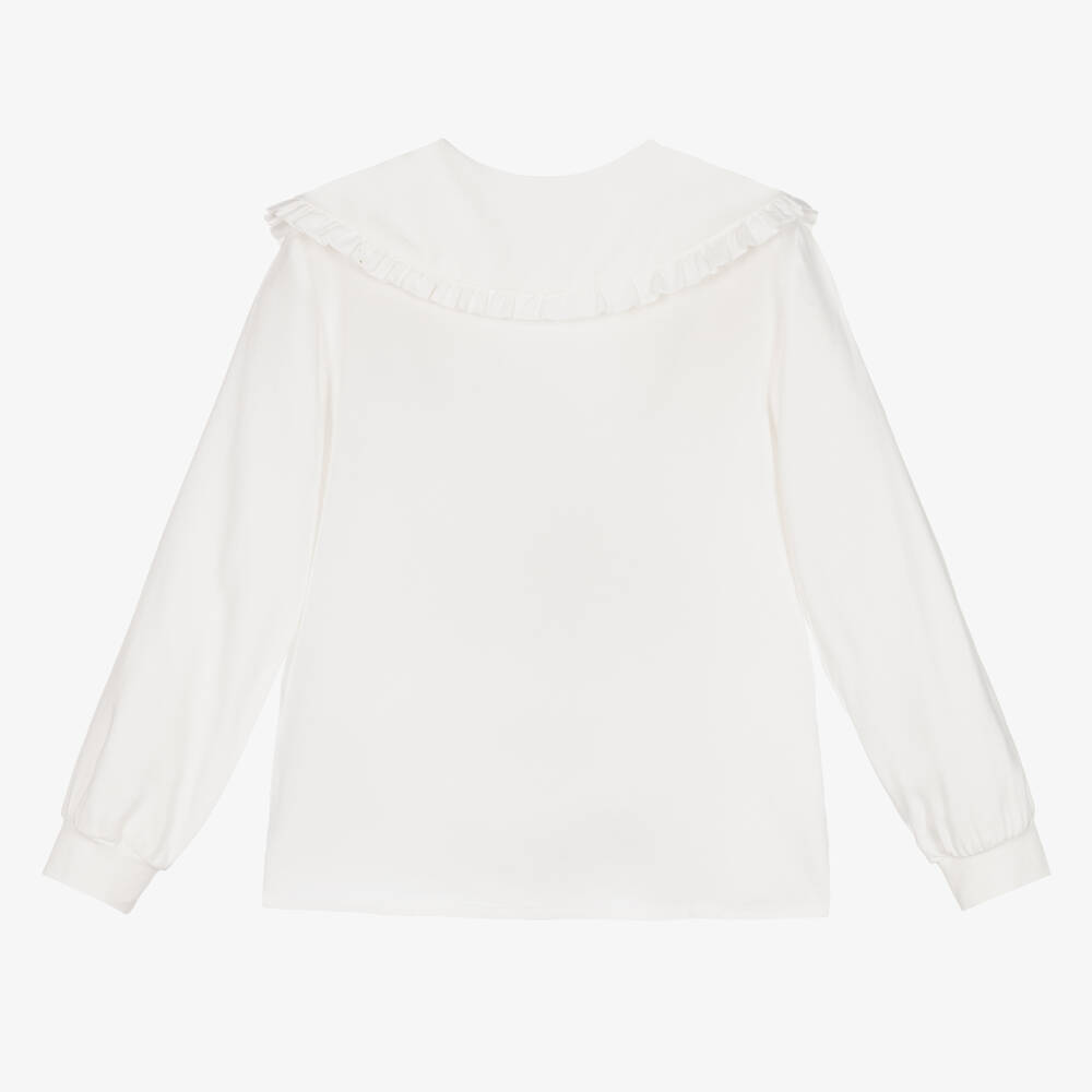 Monnalisa-Girls Ivory Flower Blouse | Childrensalon Outlet