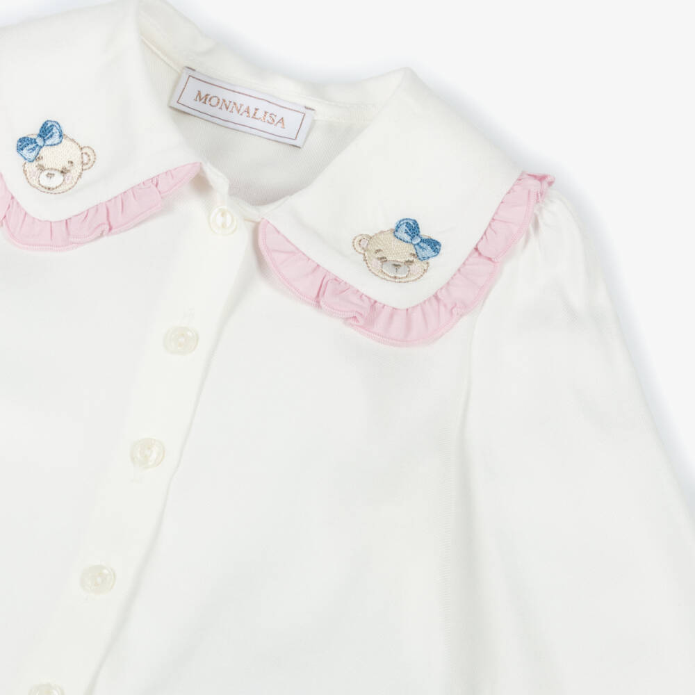 Monnalisa-Girls Ivory Frilled Collar Blouse | Childrensalon Outlet