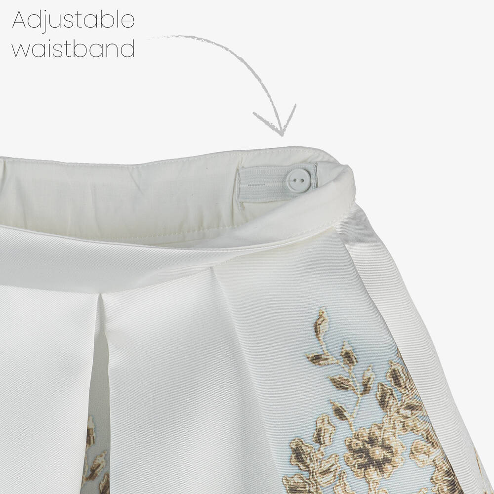 Monnalisa-Girls Ivory & Gold Floral Skirt Set | Childrensalon Outlet