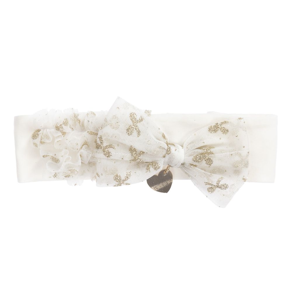 Monnalisa - Girls Ivory & Gold Headband | Childrensalon