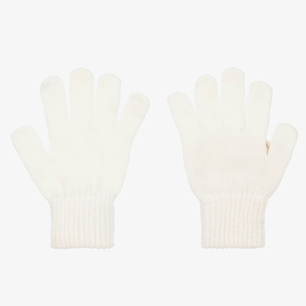 Monnalisa-Кремовые вязаные перчатки с золотистыми деталями | Childrensalon Outlet