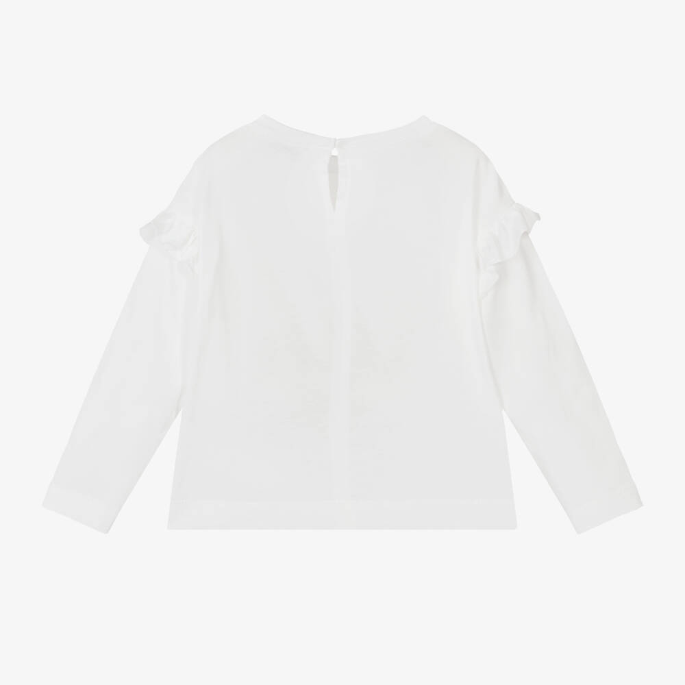 Monnalisa-Girls Ivory Heart Motif Top | Childrensalon Outlet