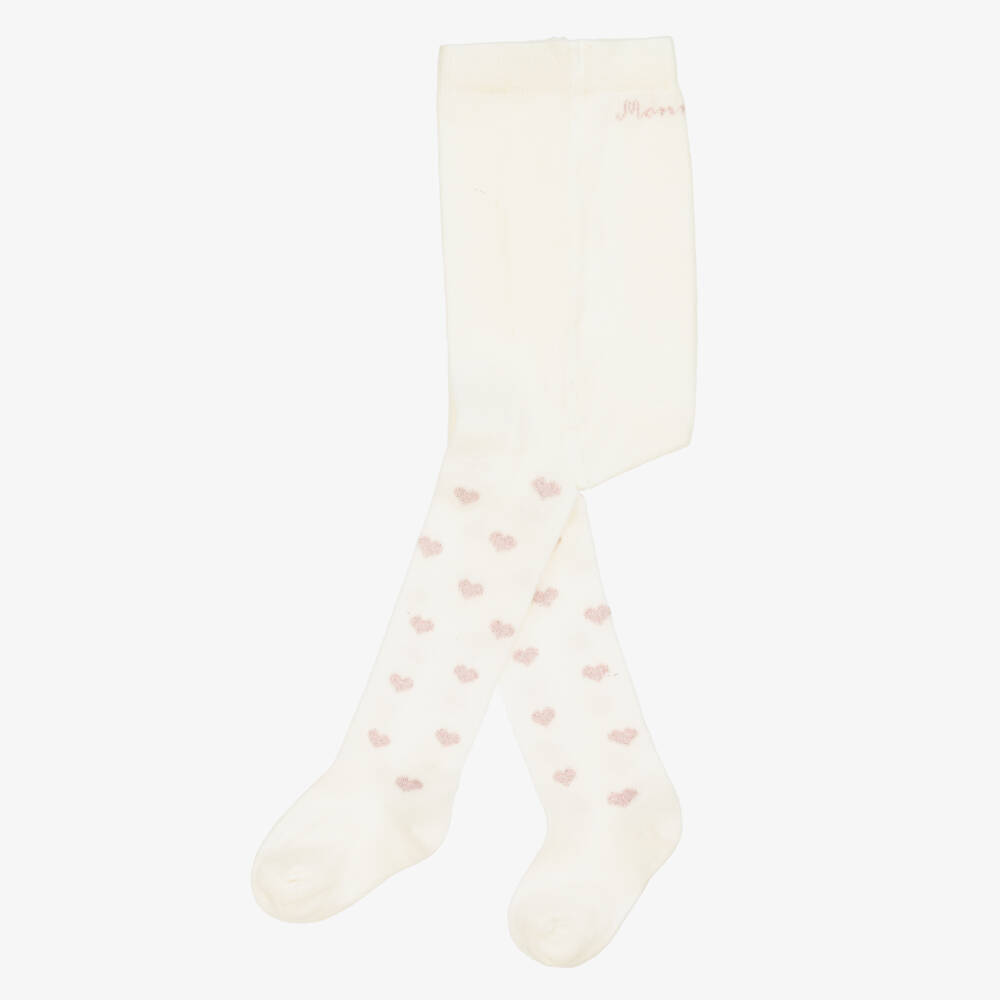 Monnalisa-جوارب بناتية عاجية بنقشة القلوب | Childrensalon Outlet